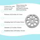#12 Stainless Steel Meat Grinder Plate Discs Blades Compatible with FGA Food Chopper and Hobart, Cabelas, Weston, LEM, MTN Meat Grinders,Cutting Disks Heavy Duty (12/25 Hole Plate)