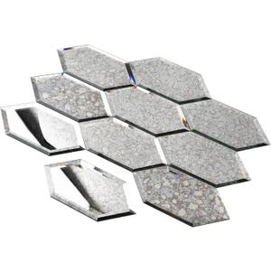 Peel and Stick Beveled Antique Mirror Tile, Mirror Backsplash Tiles for Kitchen Bathroom Wall 4x6 Inch Long Hexagon 30 Pcs, 4.8 SQ.FT