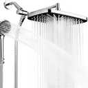 Wide Rain Shower Head With 5 Modes Handheld Showerheads, High Pressure Showerhead Combo with Extension Arm for Bathroom Accessories, Adjustable Shower Head with Anti-Clog Nozzles (Chrome)