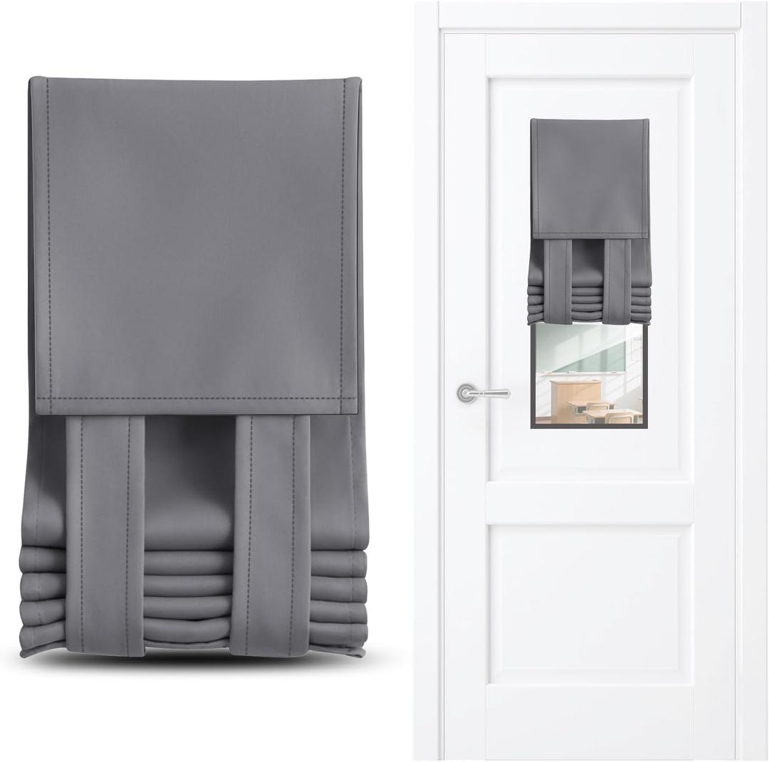 Hahafelt 4 Pcs Classroom Door Window Cover W 8 x L 36 Inch Gray Blackout Shades Curtain for Classroom Windows and Doors Privacy Shades Thermal for Offices Laboratories Rooms Home