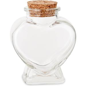 1PCS Empty Mini Glass Heart-Shaped Bottles with Cork Stoppers, Decorative Glass Bottles with Cork Lid for DIY Art Crafts Projects Decoration Party Supplies