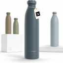 LARS NYSM Stainless Steel Insulated Water Bottle 12oz 17oz 25oz 34oz 51oz | Insulated Thermo Flask for Hot and Cold Beverages | Leakproof Drinking Bottle (Stone Blue, 25.4oz) (25.4 Ounces)