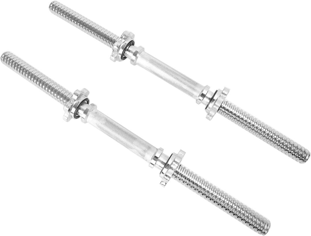 Threaded Dumbbell Rubber/Chrome Handles 1 Inch Pair, Adjustable Dumbbell Bar Handles, Fits Standard Weight Plates with 1 Diameter, for Gym Workouts, Exercise, Weightlifting, Sold in Pair