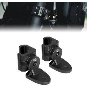 KEMIMOTO 2PCS UTV Whip Light Mounts Flag Pole Mounts Light Bar Brackets CB Antenna, Compatible with Polaris Ranger General Can-Am Defender Commander Maverick Sport Trail Pro-Fit Cage, Black