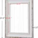 Boho Rattan Mirrors for Wall Decor Living Room 24 X 32 Inch, Distressed White Wood Frame Rectangle Farmhouse Rustic Mirror for Bathroom Hallway Entryway, Horizontal or Vertical Hanging