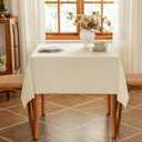 Textured 52 x 52 Inch Beige Square Tablecloth, Water Resistant & Wipeable Card Table Cloth for Dining Kitchen Patio