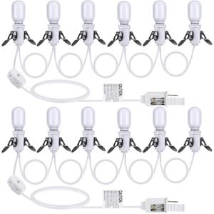 Meonum 2 Pack Accessory Cord with 6 LED T20 Bulbs, Indoor Blow Mold Light Warm White with Switch, E12 Christmas House Village Light with Fuse, Snow Village Light Replacement Cord for Holiday Decor