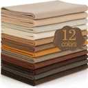 12 Rolls 8"x35"(20.5x90cm) 1.4mm Thick Soft Felt Fabric Sheet 12 Assorted Brown Tone Series Colors Felt Pack for DIY Craft Sewing Squares Nonwoven Patchwork