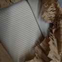 La Jolie Maison Fluted Cardboard Storage Baskets with Leather-Like Lids, Sturdy Stackable Paper Boxes Decorative Tray,Set of 3 Ivory