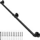5FT Handrails for Indoor Stairs, 1.25 Stair Railing Indoor with Matte Black Finish, Bar Foot Rail Kit for Stairs, Porch, Loft (5ft)