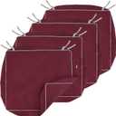 Porch Shield Patio Chair Seat Cushion Covers Set 4 Waterproof Fade Resistant Outdoor Cushion Slipcovers 22 x 20 x 4 inch, Burgundy