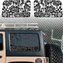 Floral Flower Print Rear Window Decals Fit 2018-2023 Wrangler 4 Door JLU Rear Quarter Window 2018 2019 2020 2021 2022 - Flowers Floral Decal Sticker Vehicle Vinyl Matte Black(4 Door only)