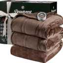 Beautyrest Heated Blanket, Electric Blanket, Soft, Warm, Reversible Plush - Sherpa Heating Blanket with 20 Heat Settings, 1-10 hrs Timer Auto Shut Off, Machine Washable, Twin (84 inx62 in), Chocolate