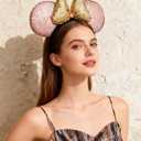 A Miaow 3D Black Mouse Sequin Ears Headband MM Glitter Butterfly Hair Clasp Park Supply Adults Women Girls Photo Accessory (Champagne and Golden) (Gold)
