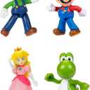 Super Mario Nintendo Articulated Action Figure 4 Pack Bundle Includes 2.5-Inch Mario, Luigi, Princess Peach and Yoshi, Multiple Points of Articulation, for Kids 3 and Up (Officially Licensed)
