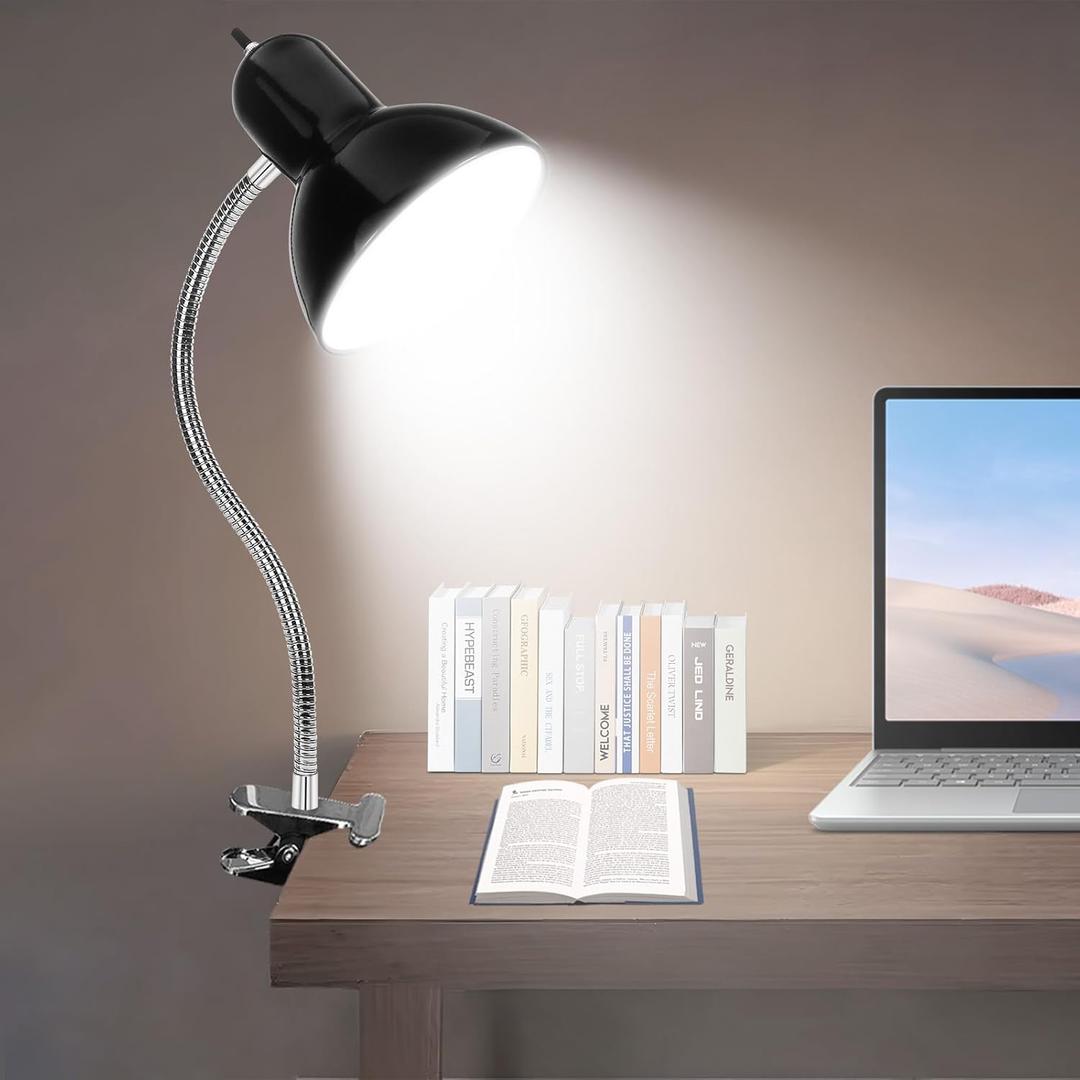 Desk Lamp, Eye Protection Clip on Light, LED Clamp Lights, Adjustable Clip Lamp, for Bedroom and Dorm Study, Late-Night Reading, Cramming for Exams Small Areas Lights, White Light