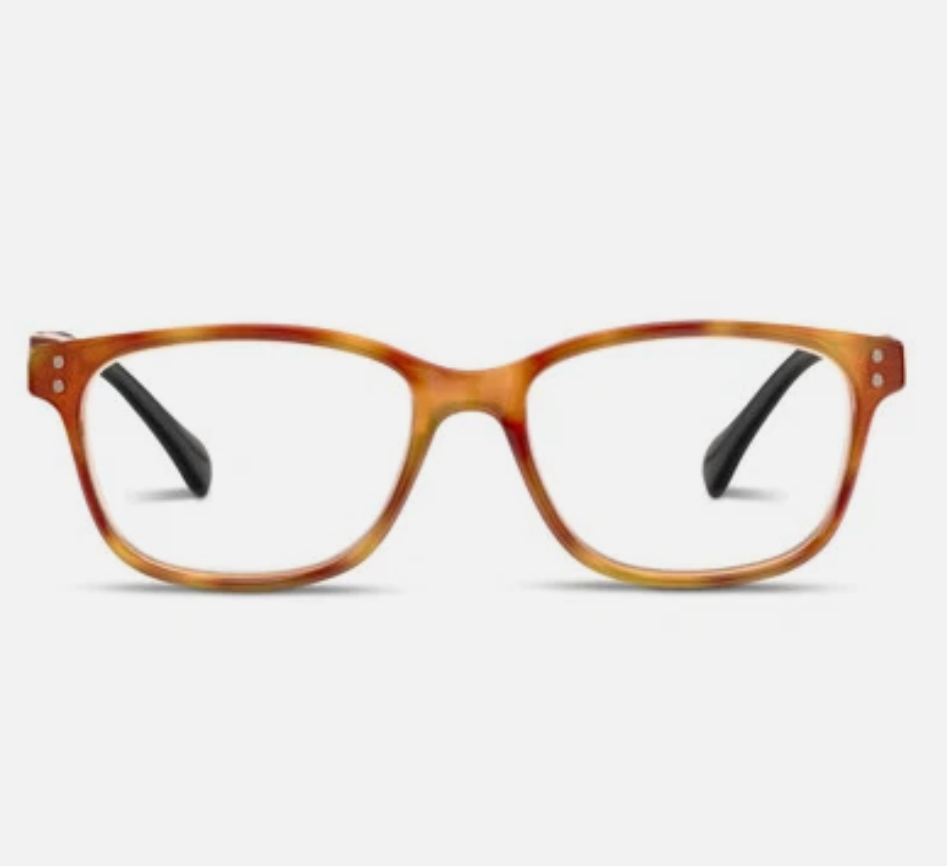 Women's Nature Walk-Amber Tortoise/Black +2.75 Soft Square Reading Glasses