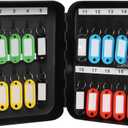 Decaller 20 Key Storage Lock Box with Code, Wall Mount Metal Security Key Cabinet with Combination Lock, 7.87" x 6.30" x 2.95", Black