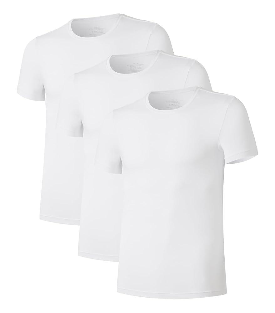 COLORFULLEAF Men's Bamboo Undershirts Regular Fit V Neck T-Shirts Short Sleeve Crew Neck Tees 3 Pack S