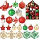70 Pcs Christmas Ball Ornaments Assorted Shatterproof Hanging Decor for Christmas Tree Decorative Vintage Traditional Ornaments Bulk Holiday Party Decorations (Red,Green,Santa Claus)