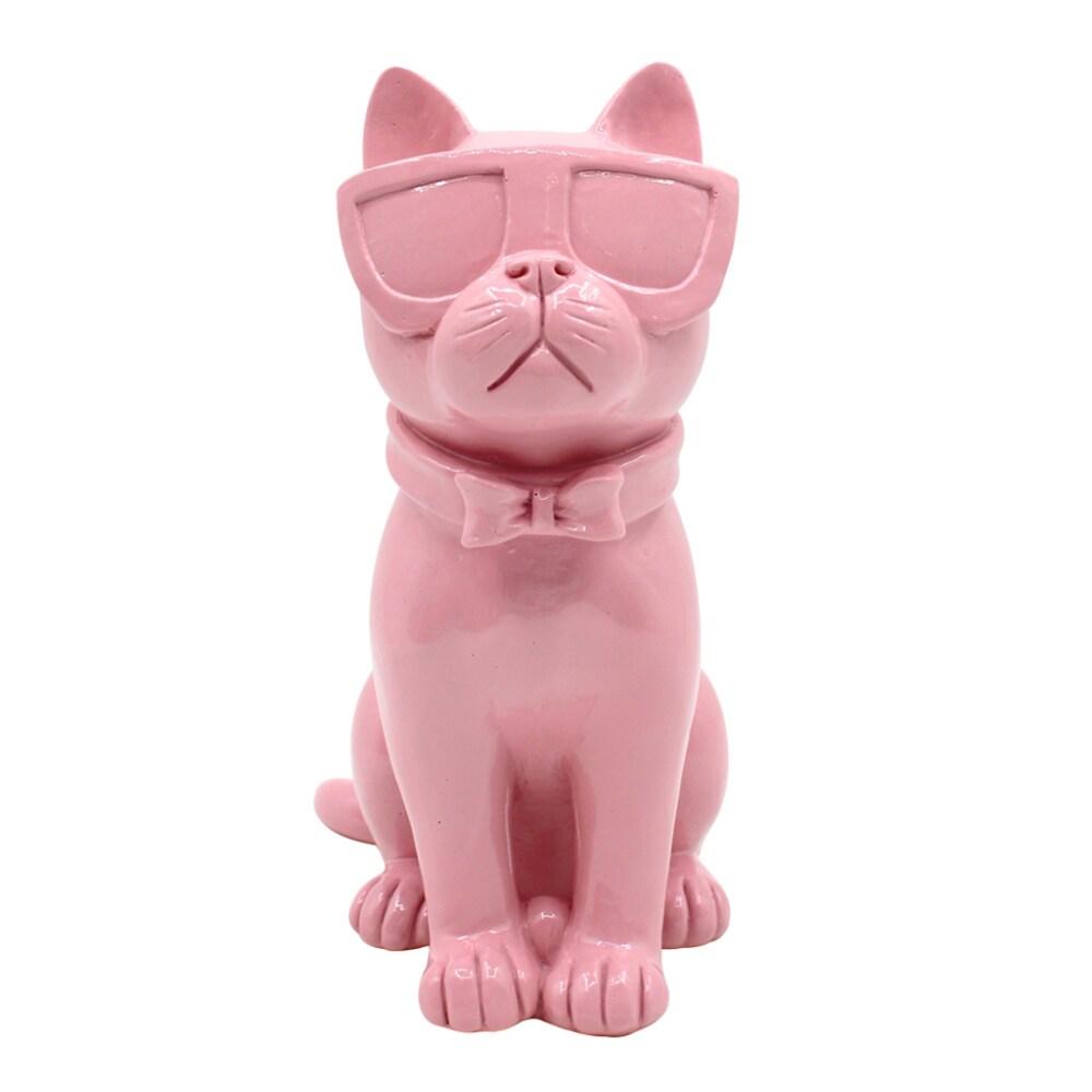 Holiday Home Sitting Cat Decor Pink 8.7in 1 Pack