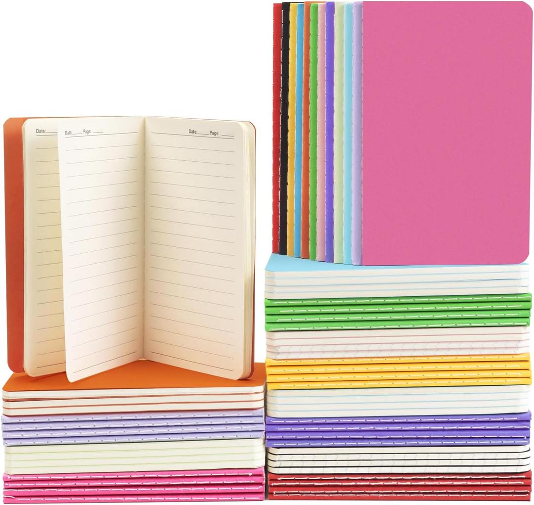 Lzerking Small Lined Notebooks Bulk 60 Packs Mini Journal Pocket Notepads Set Colorful Cover Notebooks Bulk Gifts for Kids 3.5 x 5.5 Inches, 30 Sheets/ 60 Pages
