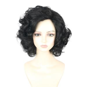 Women's Wig Black Short Big Curly Wavy Layered Wig for Cosplay Costume Party Synthetic Fiber Halloween Wig