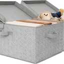 GRANNY SAYS Large Storage Bins with Lids, Decorative Storage Box for Shelves, Fabric Storage Bins Foldable, Storage Basket for Clothes, Keepsake Box, Jumbo, Gray, 2-Pack