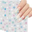 10 x XZENTIRA 8 Sheets DIY Christmas Winter Snowflake Nail Stickers, 3D Colorful Snowflake and Star Patterns, Perfect for Christmas Parties, Winter Events, and New Year's Eve Nail Decorations