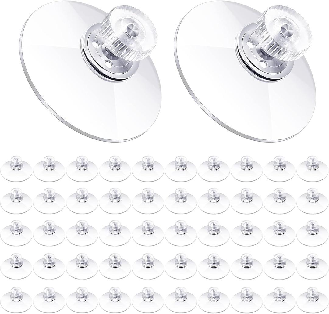 Zopeal 50 Pcs Adhesive Suction Cups Bulk with Screws Nut Plastic Sucker Pad 40 mm Clear PVC Sucker Pad Strong Adhesive Suction Hook Holder for Window Car Glass Shade Cloth Glass Bathroom Wall Door