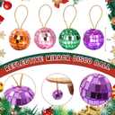 Newmemo Colorful Disco Balls Ornaments 28PCS Mirror Disco Ball Mini Christmas Disco Balls with Rope Hanging Reflective Mirror Disco Ball Cake Topper for Xmas Tree Decoration Birthday Wedding