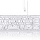 Perixx PERIBOARD-213W Silent USB Scissor Keyboard with Cable – Compact Design with Numeric Keypad – White – Spanish Qwert with Ñ