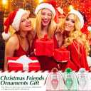 Shappy 12 Sets Friendship Christmas Ornament, Glitter Light Bulb Christmas Ornament Friends Gift with Greeting Cards Letter Stickers and Organza Bags for Friendship Keepsake Decor