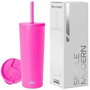 Simple Modern Insulated Tumbler with Lid | Iced Coffee Cup Reusable Stainless Steel Water Bottle Travel Mug | Gifts for Women Men Her Him | Classic Collection | 24oz | Raspberry Vibes
