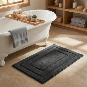 GRANNY SAYS Bathroom Rug Mat, Bath Mats for Bathroom Non-Slip, 24" x 36", Super Soft and Water Absorbent, Microfiber Bath Rugs, Machine Wash Dry, Large Bath Rugs for Floor, Charcoal Gray