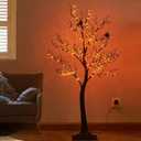 Hairui Lighted Halloween Tree with 150 Orange Fairy Lights 4FT, Spooky Black Tree Lights Plug in for Indoor Outdoor Home Halloween Party Decoration
