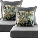 Outdoor Deep Seat Cushion Set of 2,24 x 24 Inch, Deep Seat,Back Cushion and Pillow with Removable Cover and Adjustable Straps for Chair, Sofa, and Couch