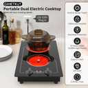 GIHETKUT Electric Cooktop,110V 2100W Stove top,9 Power Levels, Kids Lock & Timer, Hot Surface Indicator, Overheat Protection,knob and touch control 2 burner Electric cooktop