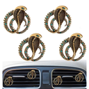 4PCS Bling Cobra Auto Air Freshener Vent Clip, Alloy Rhinestone Vent Clips Car Accessories, Auto Vehicle Auto Interior Decorations Badges Adapt for Women Man (Golden)
