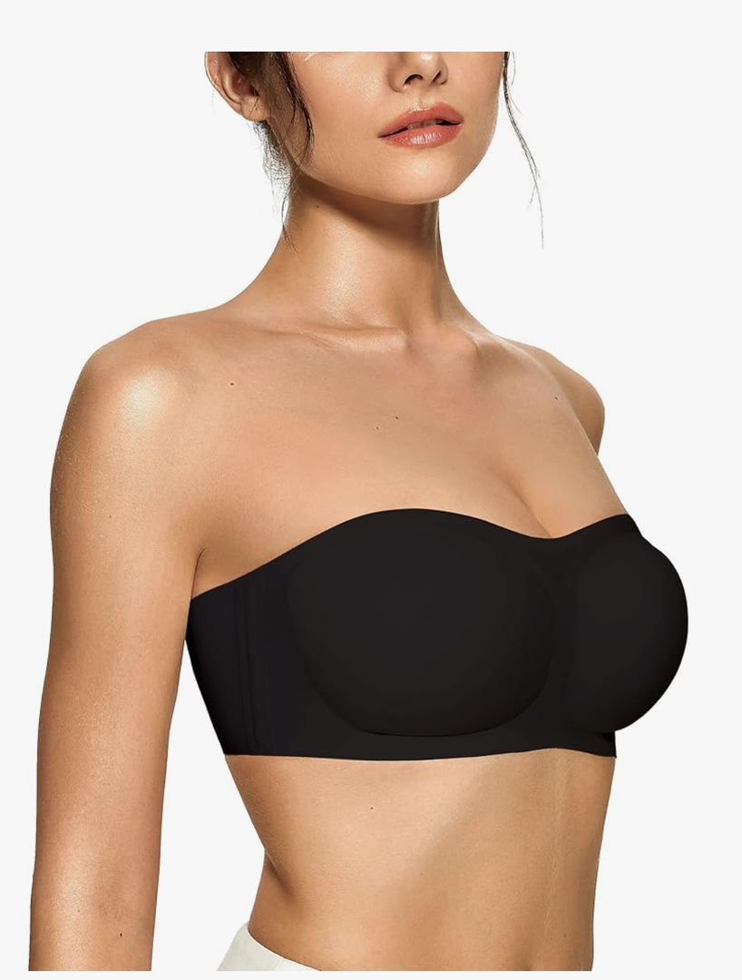 OEAK Womens Strapless Bras Push Up Bandeau Bra Non Slip Wireless Supportive Padded Bras Seamless Comfortable Tube Bra size Xl