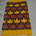 LyssKMK Thanksgiving Day Dog Sweater Yellow Brown Maple Pattern Pet Knitwear Clothes Fall Themed Costume Cold Weather Outfits for Small Middle Large Dogs XL