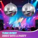 6-Inch Disco Ball 2-Pack Silver Hanging Mirror Balls with String, Reflective Disco Ball Decor for Disco Party Decorations, Disco Christmas Decor, Home DIY, Weddings & Indoor/Outdoor Events