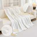 MYSKY HOME Sofa Covers for 2 Cushion Couch L Shaped Couch Cover Washable Couch Cover with Tassels Boho Couch Covers Non Slip Super Universal Soft Sofa Slipcover for Kids, Dogs, Pets, 71"x118", White