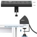 Jgstkcity Desk Clamp Power Strip USB C,40W Total Fast Charging Station,4 PD 20W USB C Ports,Desk Edge Mount Surge Protector,5 Outlets,Fit 1.96" Tabletop Edge,ETL Listed