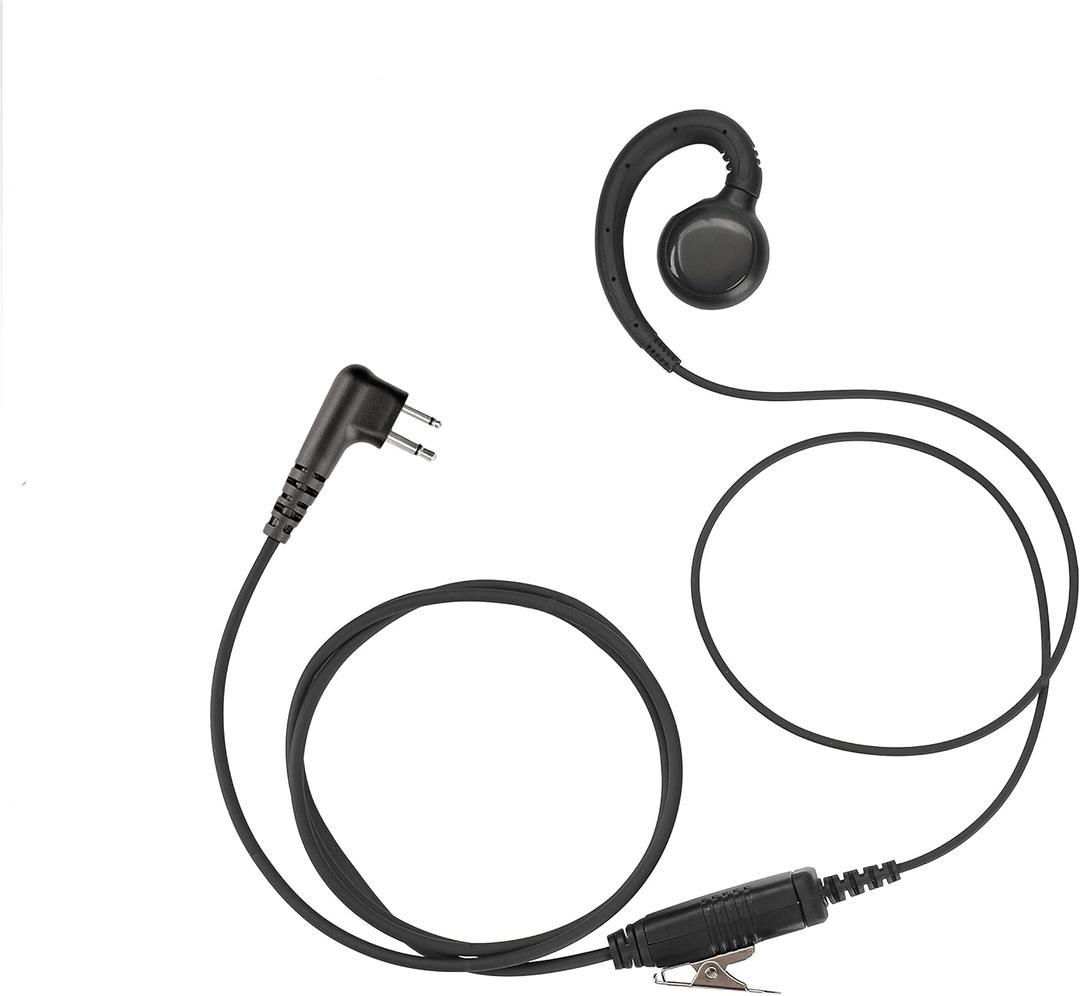CP100d CP200 Radio Earpiece Compatible with Motorola BPR40 CLS 1110 1410 VL50 RDM2070D DLR1020 Walkie Talkie 2 Pin [C-Ring] Two Way Radio Surveillance Headset with PTT Mic (1 Pack)
