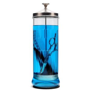 Glass Disinfectant Jar, 50 Oz Large Sterilizing Jar for Manicure & Pedicure Implements, Salon Barber Tools - 11.7"H x 3.8"W