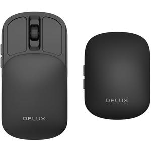 DELUX Wireless Bluetooth Pocket Mouse, 2-in-1 Sliding Mouse, Foldable and Slim Mouse, Quiet Clicks, Dual Mode 2.4Ghz&BT5.2, Up to 4000DPI, Rechargeable Battery, for Windows/MacOS/Android (MF20-Black)