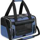 Rabbitgoo Cat Carrier Soft with Rollable Flap, Travel Safe for Car Airline,Comfortable for Anxious Kittens, Collapsible Portable Carrying Bag, Small Medium Cats, Escape Proof, Blue, 19"Lx11"Wx12"H