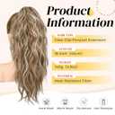 LONAI Ponytail Extension, 18" Wavy Claw Clip Ponytail Extensions Shoulder Length Curly Wavy Claw Clip in Ponytail Hair Extensions Ponytails Hairpieces - Deep Dark Blonde with Blonde Highlights
