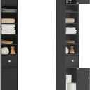 SoBuy Narrow Bathroom Storage Cabinet, Tall Slim Bathroom Organizers and Storage for Small Spaces, Freestanding Skinny Cabinet with Doors and Shelves for Tight Corners, Black BZR34-SCH